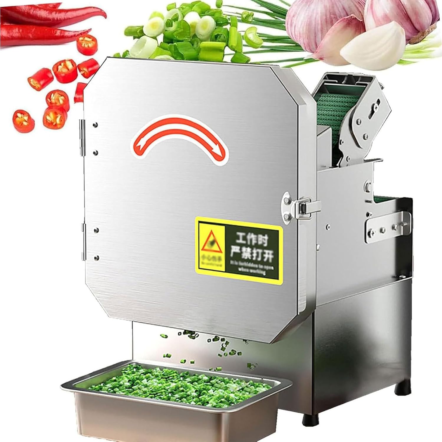 Commercial Vegetable Cutter,200W Electric Vegetable Cutter Scallion Slicer,150kg/h Heavy Duty Electric Slicer,70mm Feed Port,1.3-35mm Thickness Adjustment,for Onion Coriander Leeks