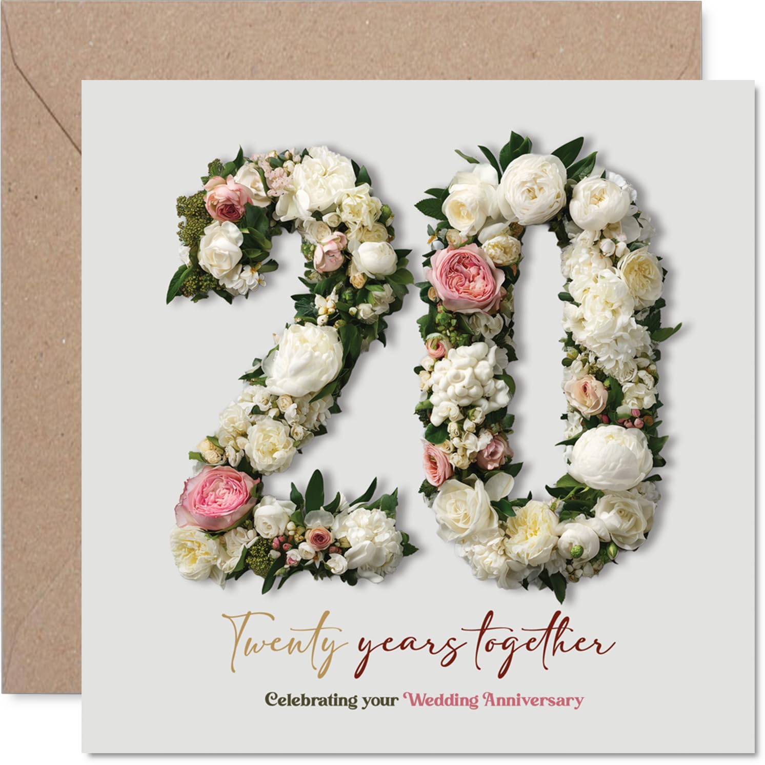 Romantic 20th Anniversary Card, Celebrate Two Decades of Love