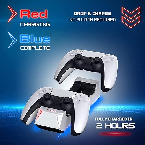 Miniatura 4 de Nyko Dualsense Estación de carga para PlayStation 5 – Base de carga y caída para 2 controladores PS5 con indicadores LED y puerto USB adicional –