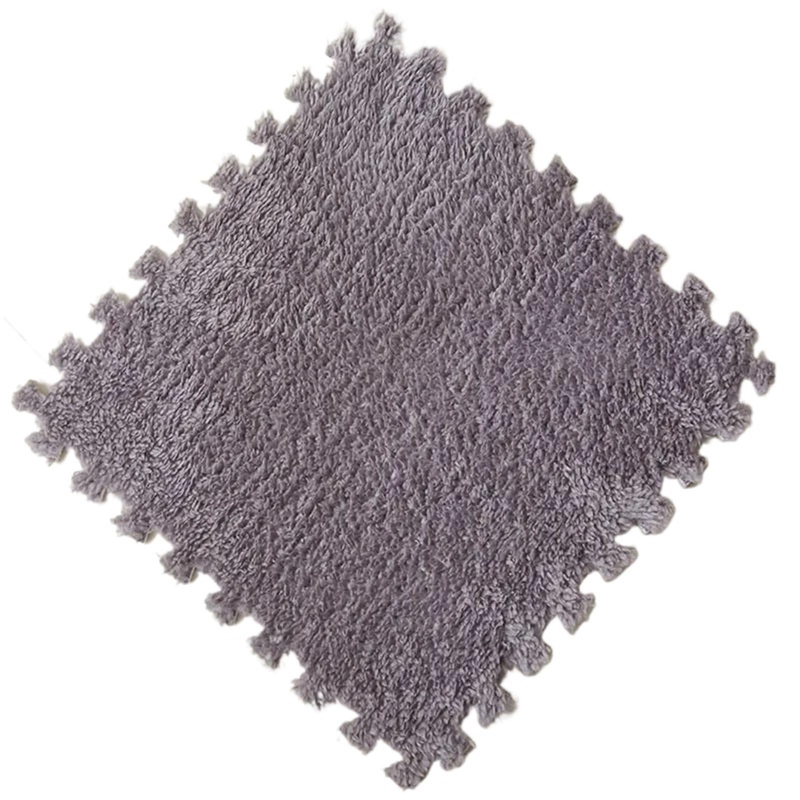 Alfombra de Rompecabezas de Felpa, Alfombra de Piso de Espuma de Pelo Largo, Rompecabezas de Felpa, Multicolor, 10/20 Piezas(Gray,10Pcs)