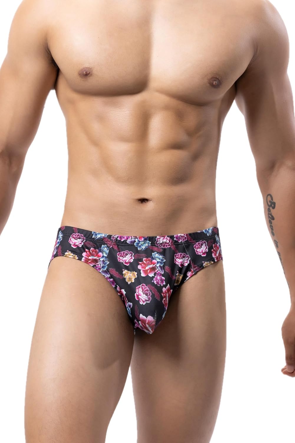 Men's Spandex Low Rise Printed Bikini Briefs Underwear