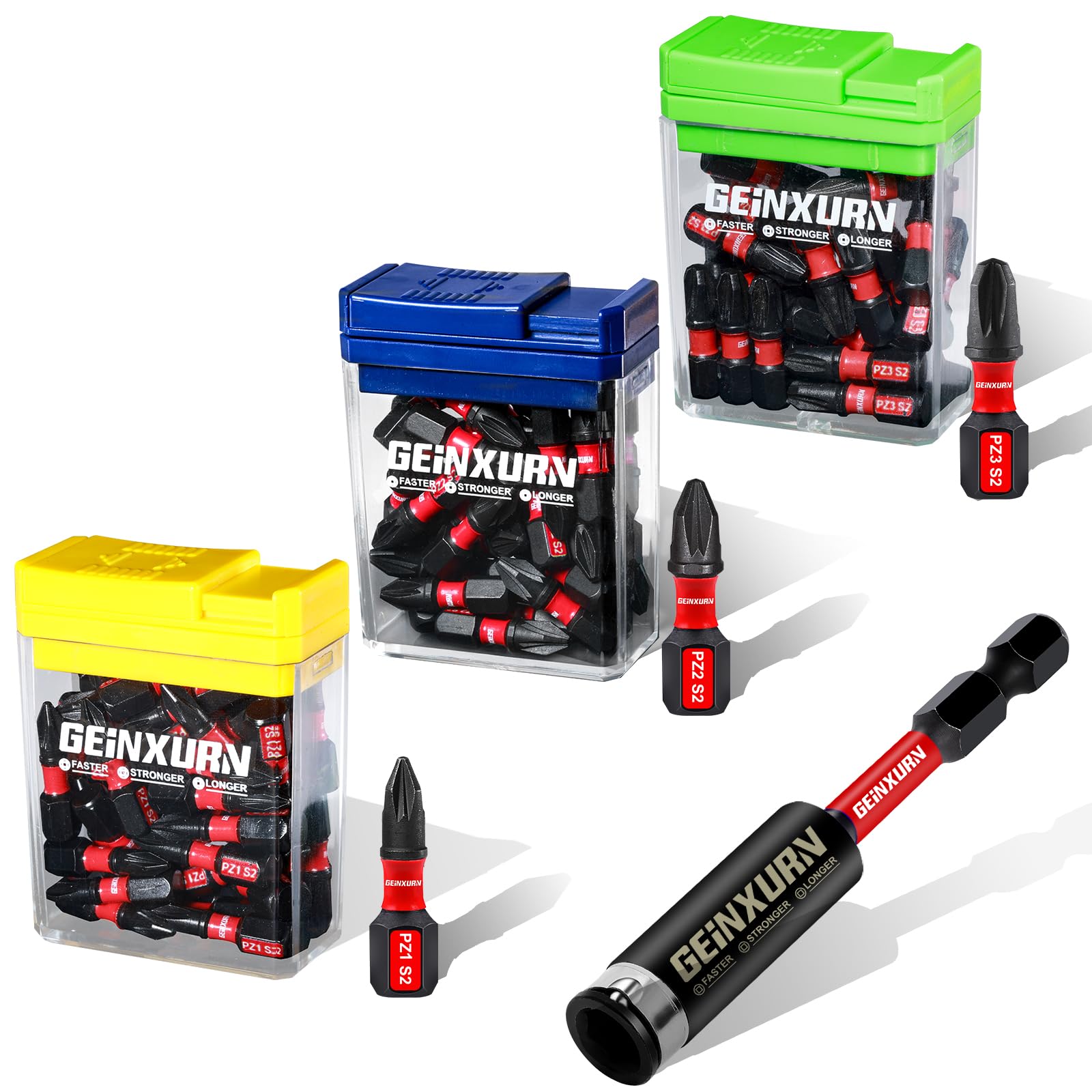 Puntas de destornillador resistentes a impactos Geinxurn de acero S2 magnético