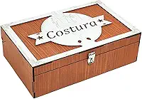 Caixa de costura caixa organizadora porta carretéis vintage retro luxo (Madeira Mogno)