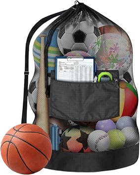 Soccer Bag Heavy Duty Drawstring Large Capacity Net Bag