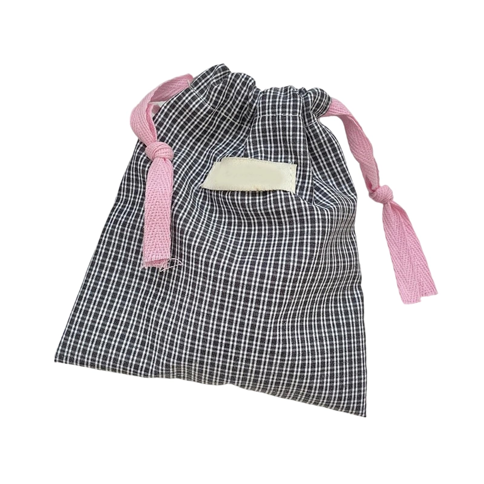 nuanzhiyuan Drawstring Makeup Bag Portable Cosmetic Bag Plaids Toiletry Bag Lipstick Storage Bag Travel Wash Bag Jewelry Organizers