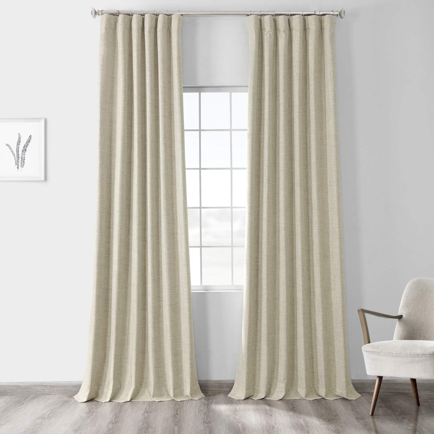 HPD Half Price Drapes Vintage Blackout Curtains for Bedroom - 108 Inches Long Thermal Cross Linen Weave Full Light Blocking 1 Panel Blackout Curtain, (50W x 108L), Toasted Tan