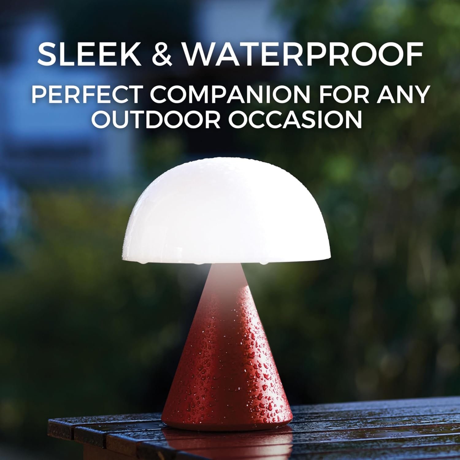 Lexon Mina L Lamp outdoors, showing its sleek and waterproof design