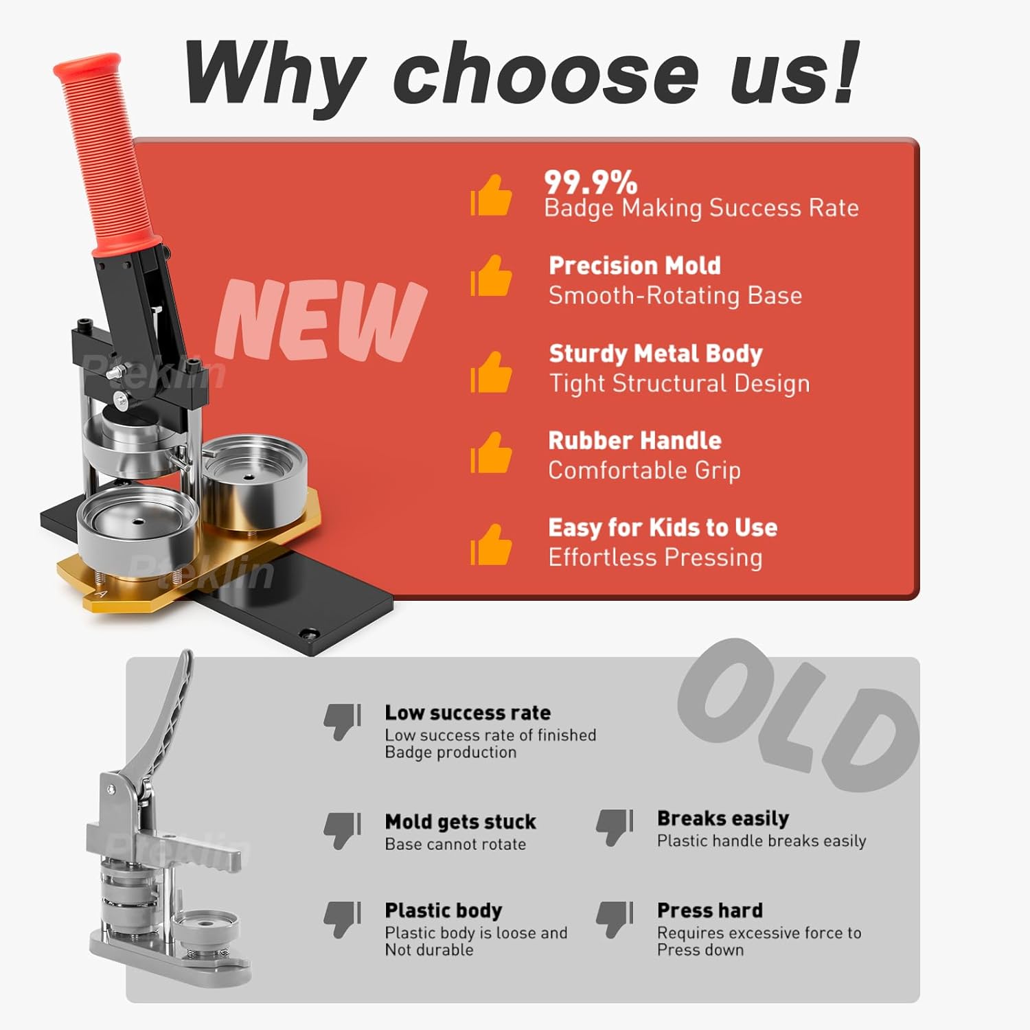 5-IN-1Button Maker Machine 2.28in(58mm) Magnet Maker Machine, 1 Press Machine+1 Paper Cutter+100 Sets Badge Materials