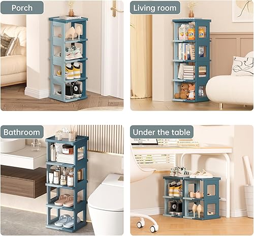 Miniatura 6 de HAIXIN Organizador de zapatos, armario de almacenamiento de zapatos plegable de 5 niveles, para entrada, zapateros para hombres, soporte ancho y