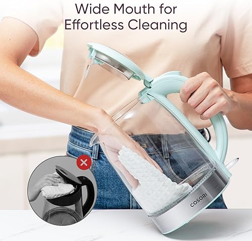 Miniatura 6 de COSORI - Hervidor eléctrico, sin contacto de plástico con agua, 1.8 qt1500W, tapa interior y filtro de acero inoxidable, tetera para café y té,