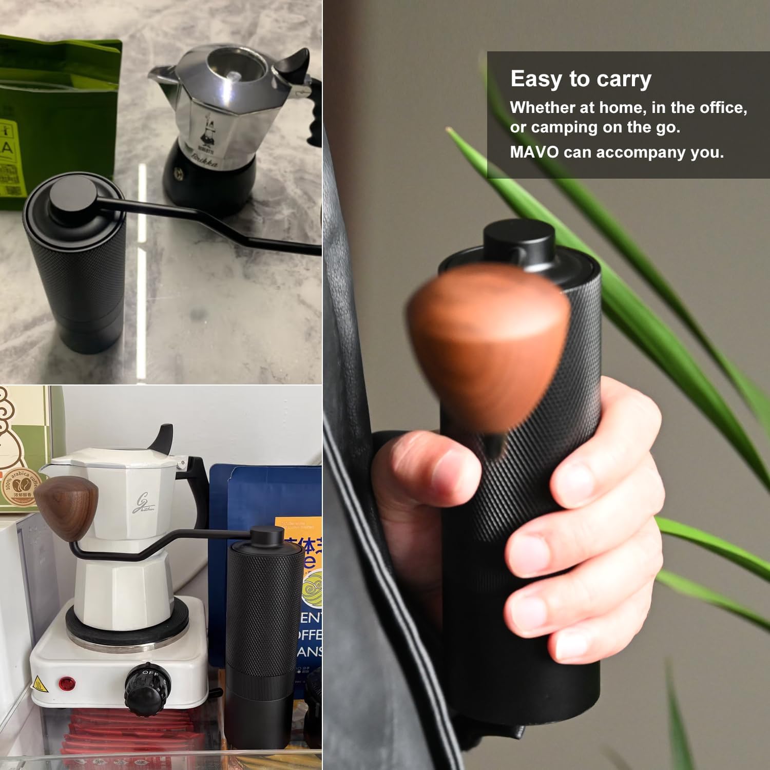 MAVO Wizard 2 Molinillo de café manual, capacidad de 0.71 oz con fresas cónicas de acero