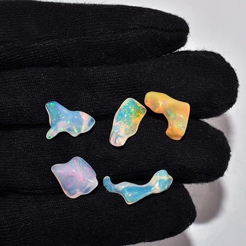 Miniatura 10 de 5pcs Ultra Fire Natural Organic Black Ethiopian Opal Crystal Gemstone, Chakra Healing Crystal, Rough Crystals and Gemstone, October Birthstone,