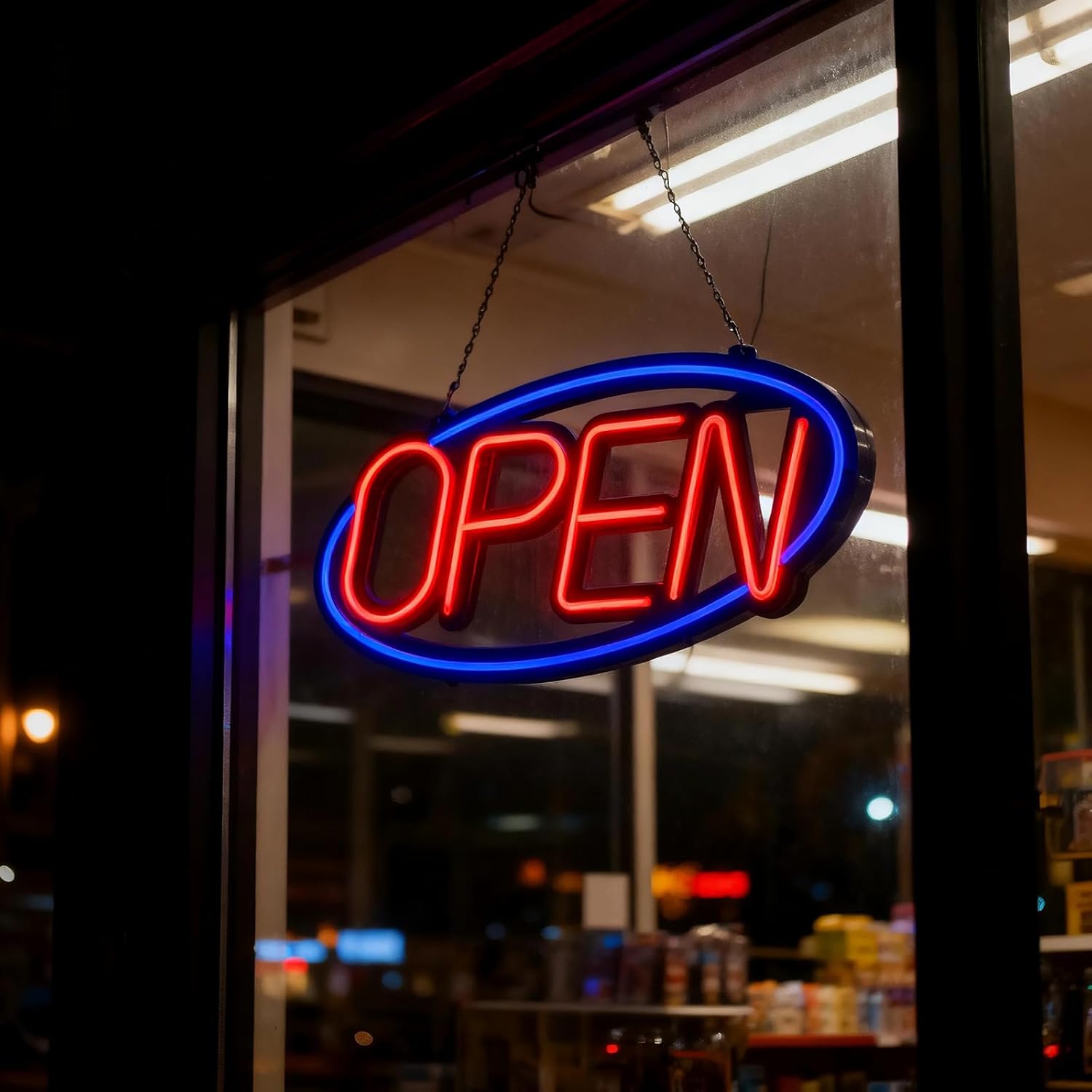 32'' X 15'' ASBAVA Super Bright LED Open Sign Remote Controlled — Dynamic Light Modes Neon Large Open Sign for business - Get Your Business Seen Day or Night (RED and BLUE) - Image 4