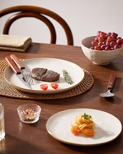 Miniatura 5 de Famiware Juego de vajilla para 4 personas, juego de platos y cuencos redondos de 12 piezas, apto para microondas y lavavajillas, resistente a los