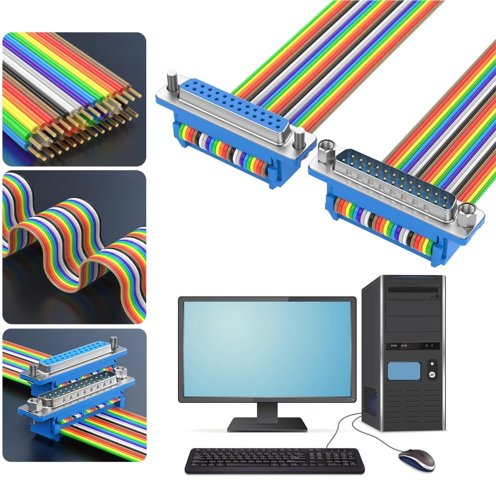 GMBYLBY PVC 25Pin DB25 Male Female Connectors Cable with Fixed Nut for Secure Connection in Electronics