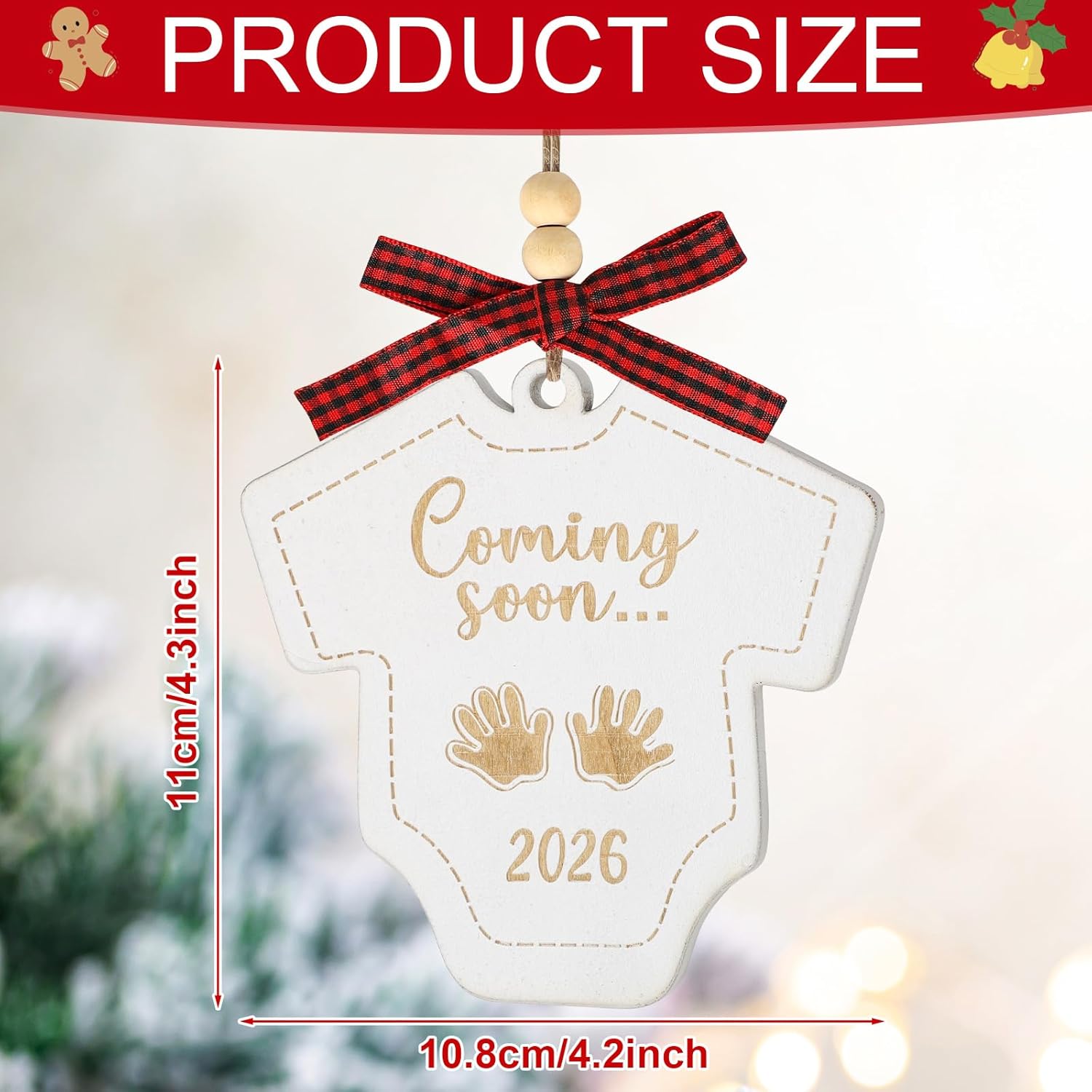 Baby Coming Soon 2026 Ornament, Wooden for Expecting Parents, Baby Pregnancy Announcement Ornament for Husband Grandparents (Newborn) - Image 2