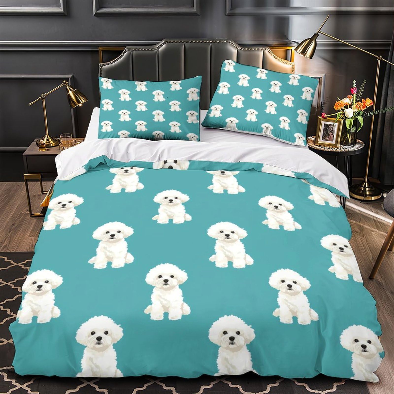 Chien ensemble de literie 3D microfibre parure de lit respirante King