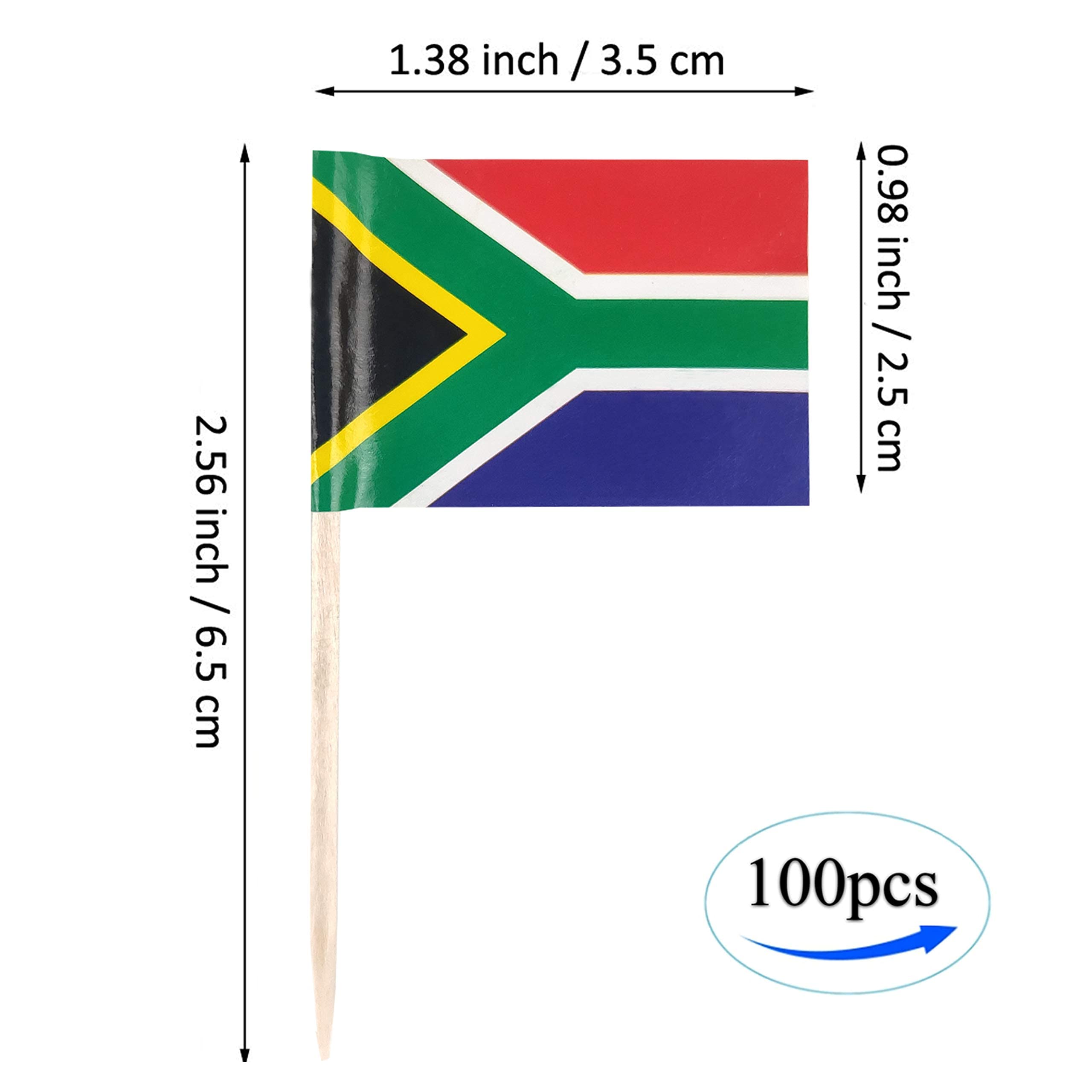 JBCD 100 Pcs South Africa Flag Toothpicks South African Cupcake Toppers