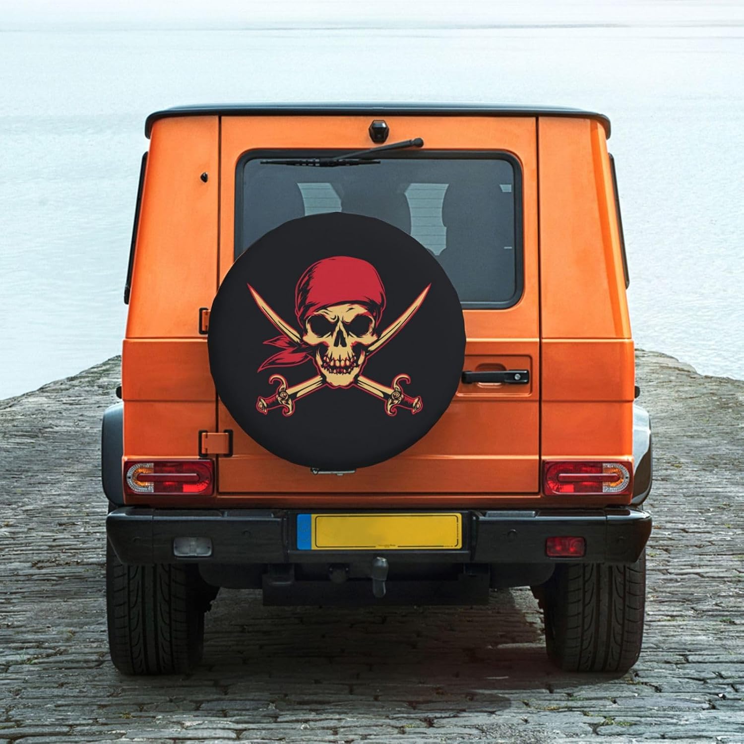 Pirate Skull Spare Tire Cover Waterproof Wheel Cover 15 Inch Universal Fit for Jeep Trailer Rv SUV Truck Uv Protection Dustproof Tire Cover Outdoor Travel Camping Gift image 2