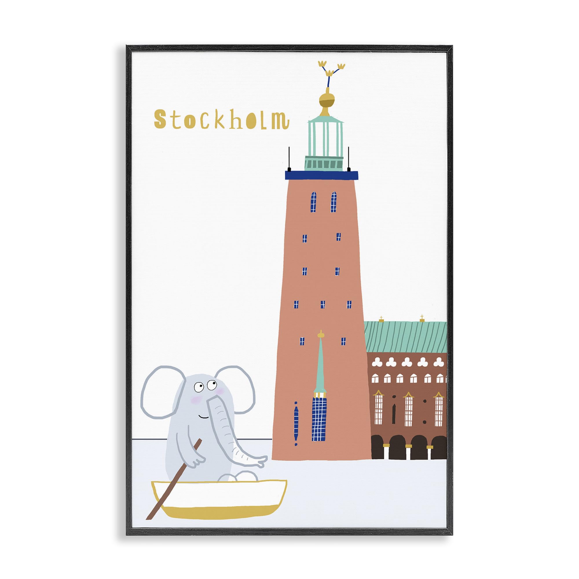 Éléphant à Stockholm Tableau enfant pour une chambre scandinave