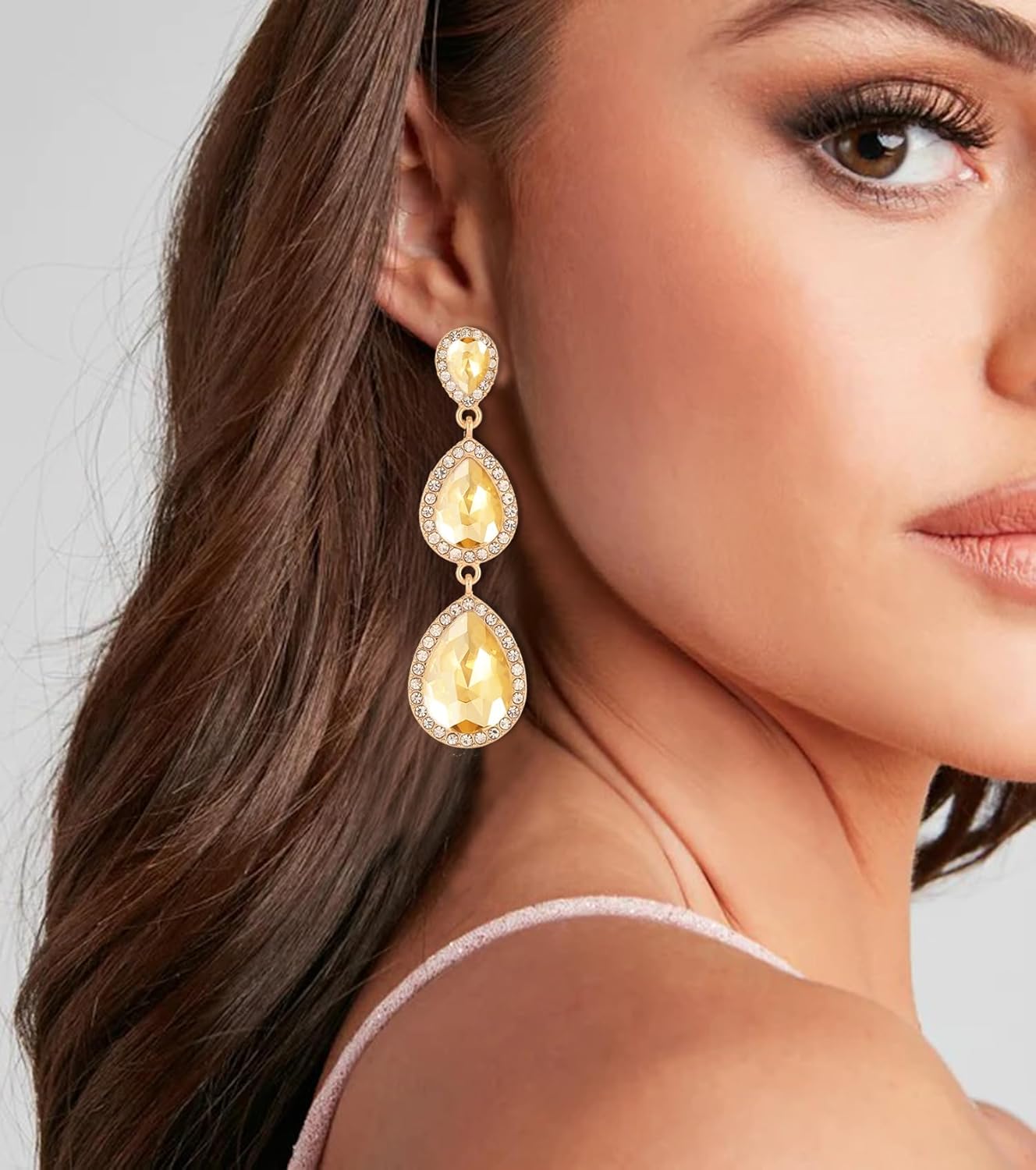 Vintage Rhinestone Teardrop Dangle Earrings Long Dangling Drop Earrings Crystal Chandelier Earrings for Women Wedding Bridal Prom - Image 4