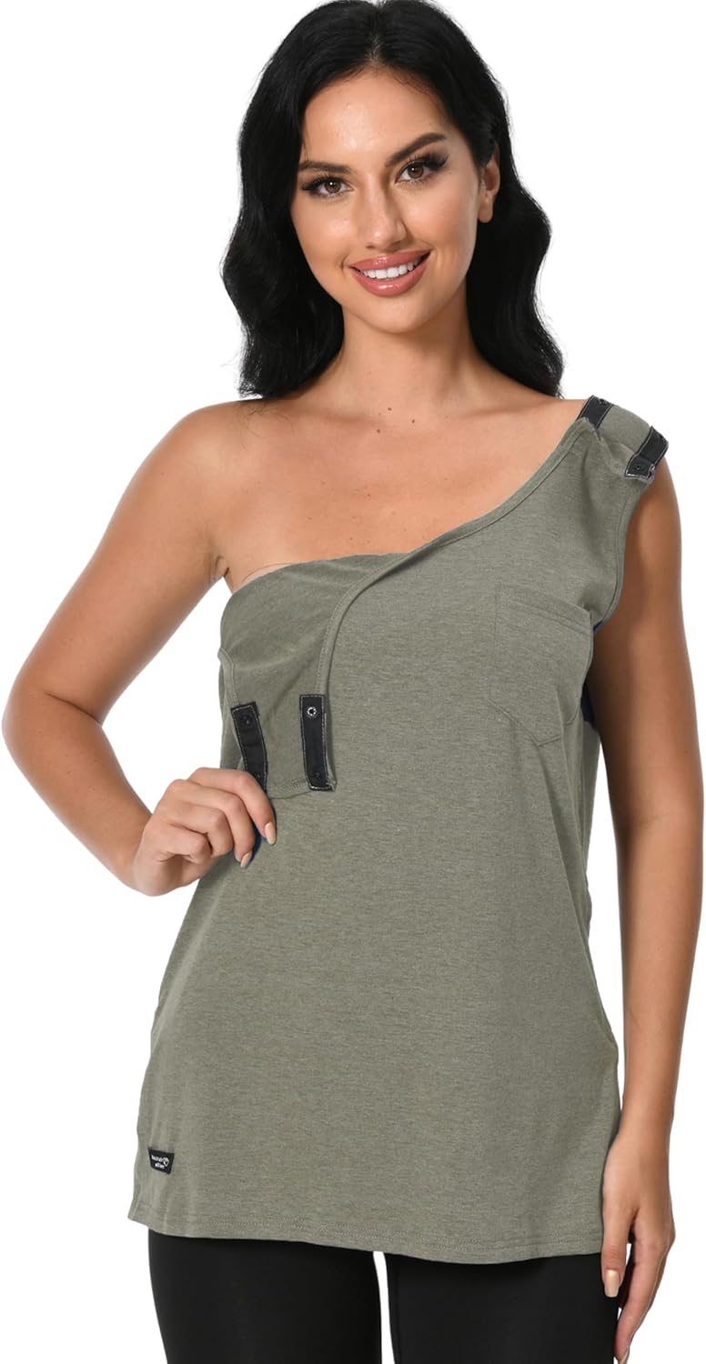 Post Surgery Tank Tops Shirts Shoulder Arm Broken Breast Recovery Clothing Snap Open Sleeveless Shirt Unisex Size - Image 6