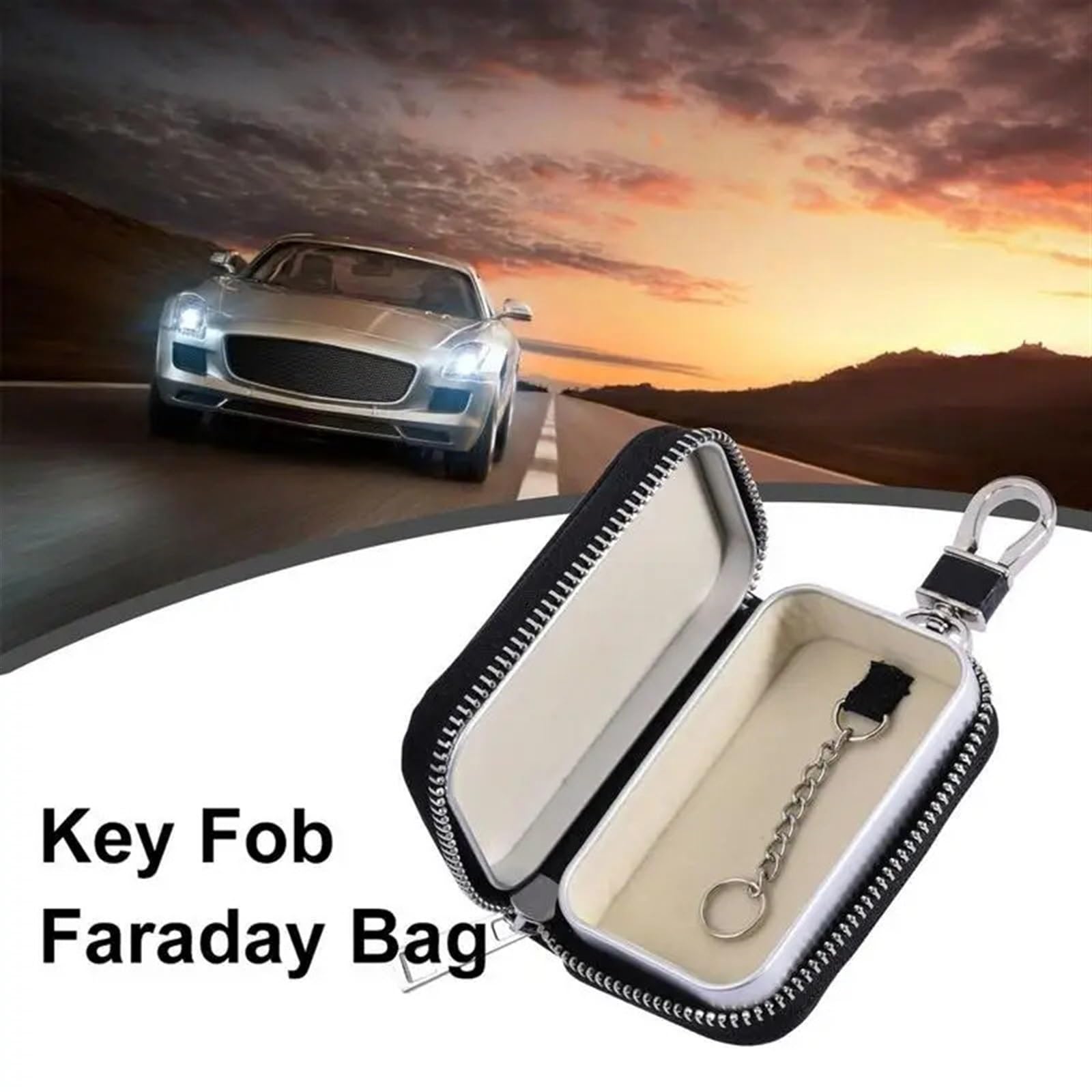 Funda de piel con bloqueo de señal RFID para llaves de coche sin llave