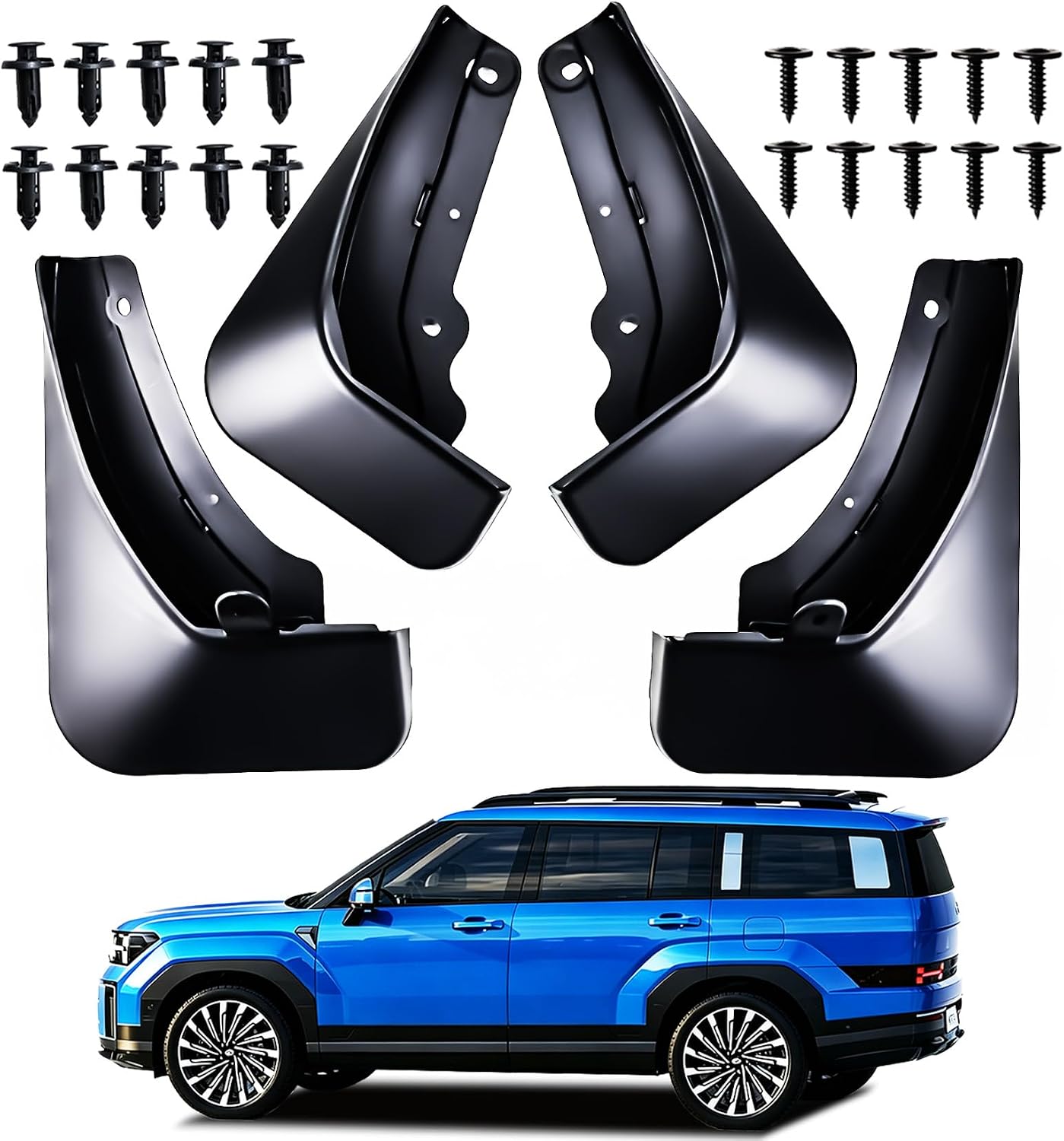 4PCS Mud Flaps Compatible with 2019-2023 Hyundai Santa Fe, Splash Guards Front & Rear Rustproof Fender Protector, Heavy Duty Car Accessories (Excludes XL)