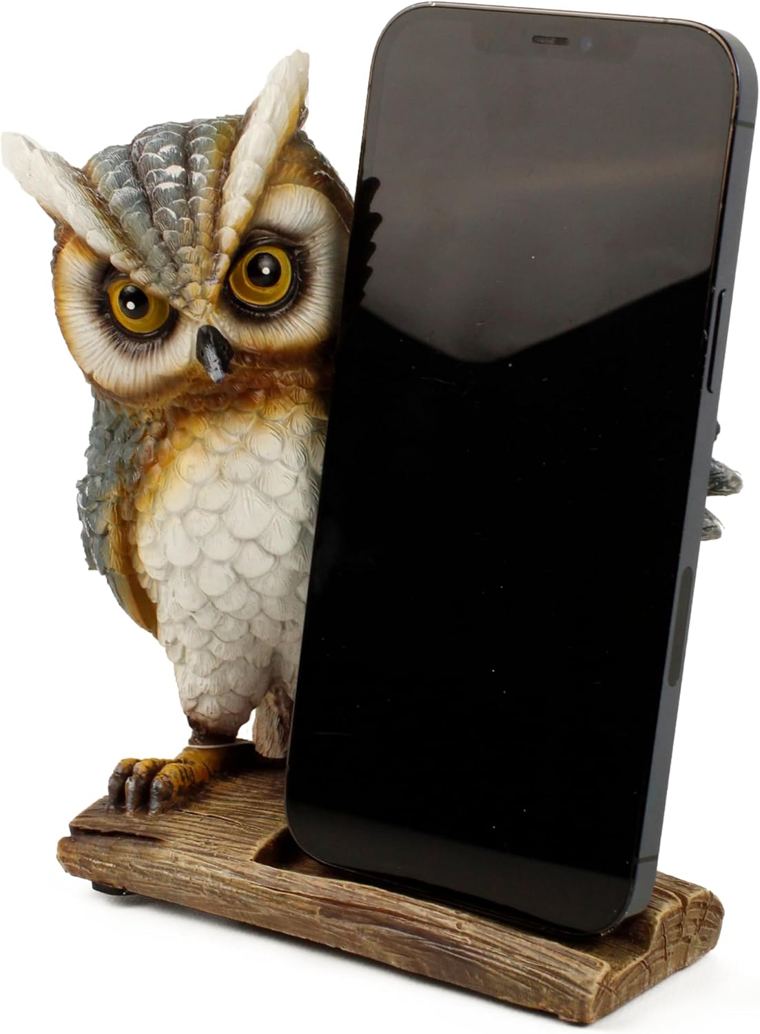 Wise Owl Phone Stand, Resin Animal Smartphone Holder, Home and Office Accessory, Novelty Gifts, 5.5 x 6.5 Inches
