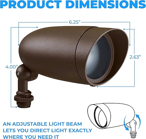 Miniatura 9 de Lámpara de inundación de paisaje de 1 luz, lámpara LED no regulable de 6 W, lámpara para exteriores, accesorio de montaje en techo, acabado de