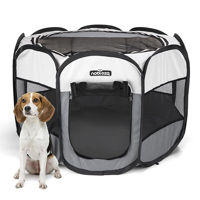 Nobleza - Parque para Perros 92x92x58 cm, Corralito Plegable para Mascotas de Interior y Exterior, Recinto…