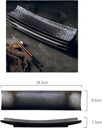 Miniatura 2 de Restaurante de sushi japonés creativo de 14 pulgadas para hotel, de columna larga, placa de cerámica cuadrada larga, plato grande, postre, vajilla