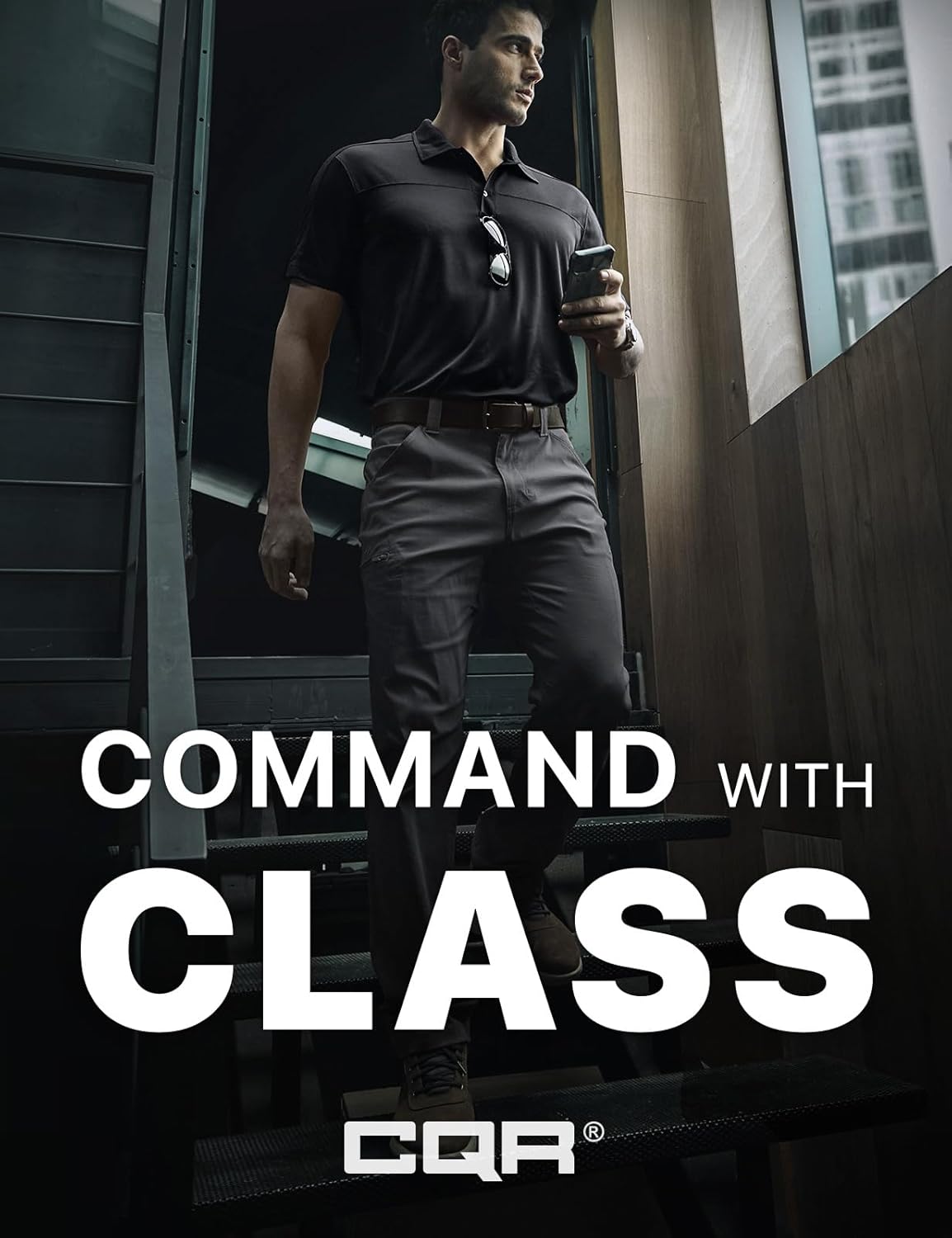 CQR Men's Polo Shirts, Tactical Short Sleeve Golf Performance Shirts, Lightweight Dry Fit UPF 50+ Pique - Image 4