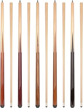 ASKA Sneaky Pete Pool Cue Set, 5 Unique Wood Cues, 58" Canadian Maple Shafts, 13mm Leather Tip, 5/16x18 Joint