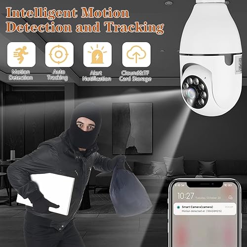 Miniatura 5 de Cámara inalámbrica de bombilla de 2.4 GHz, WiFi de 360 grados, cámaras para seguridad en el hogar, cámara panorámica inteligente de 1080p, sistema