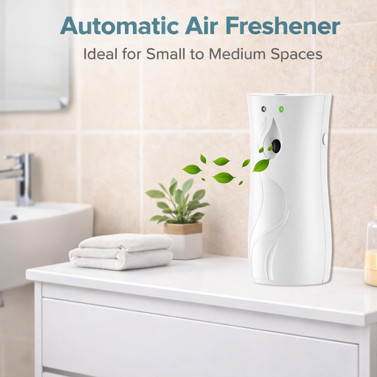 Automatic Air Freshener Dispenser, Wall Mounted or Free Standing Spray Machine, Adjustable Timer, Battery Operated, Compatible with Most Standard Spray Cans for Bathroom, Office & Home (White)