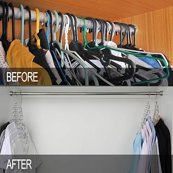 Meetu Closet Organizer - 9.5 Inch Cloth Hanger Magic Space Saving Hangers for Wardrobe Organization (Pack of 6)
