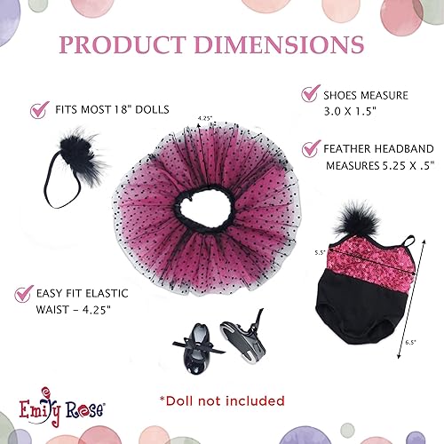 Miniatura 7 de Emily Rose Muñeca de 18 pulgadas de 4 piezas para bailarina, ballet de jazz, bailarina, recital, incluye zapatos de toque, muñeca no incluida, ideal