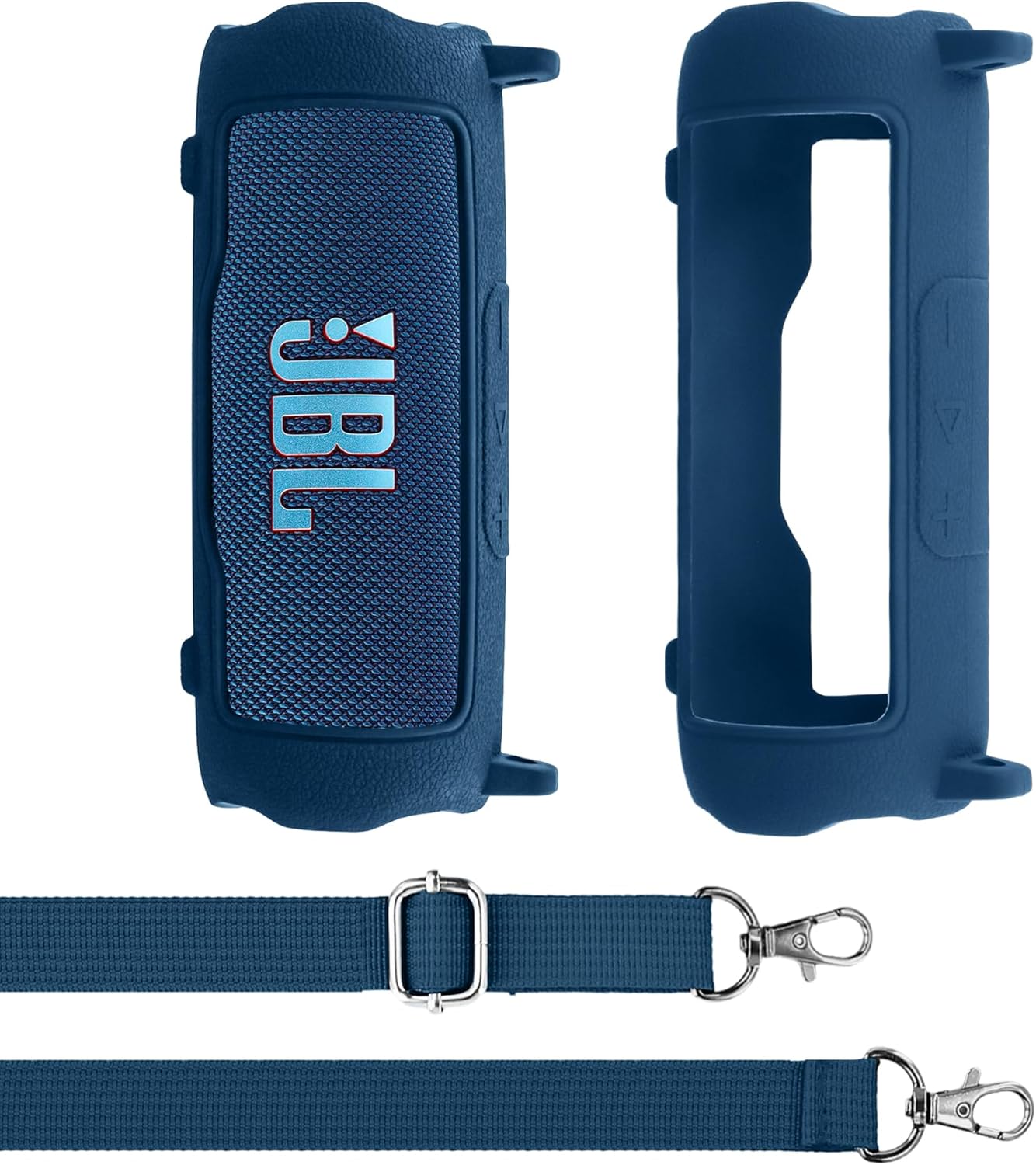 Aenllosi for JBL Flip 7 Protable Bluetooth Speaker Silicone Cover Case with Adjustable Shoulder Strap,Blue (Case Only)