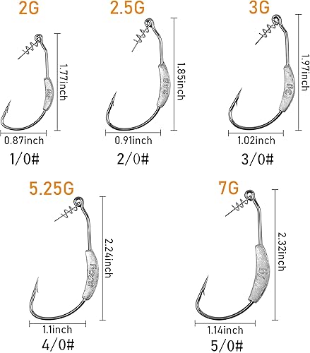 Miniatura 3 de Ganchos de pesca pesados, 15 piezas sin malas hierbas con pasador de centrado Twistlock de plástico suave para pesca de lubina