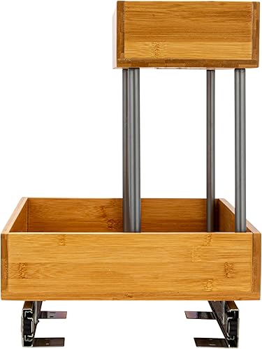 Miniatura 5 de Household Essentials Glidez - Organizador de almacenamiento extraíble de acero y bambú para uso debajo del fregadero o gabinete, diseño de 2
