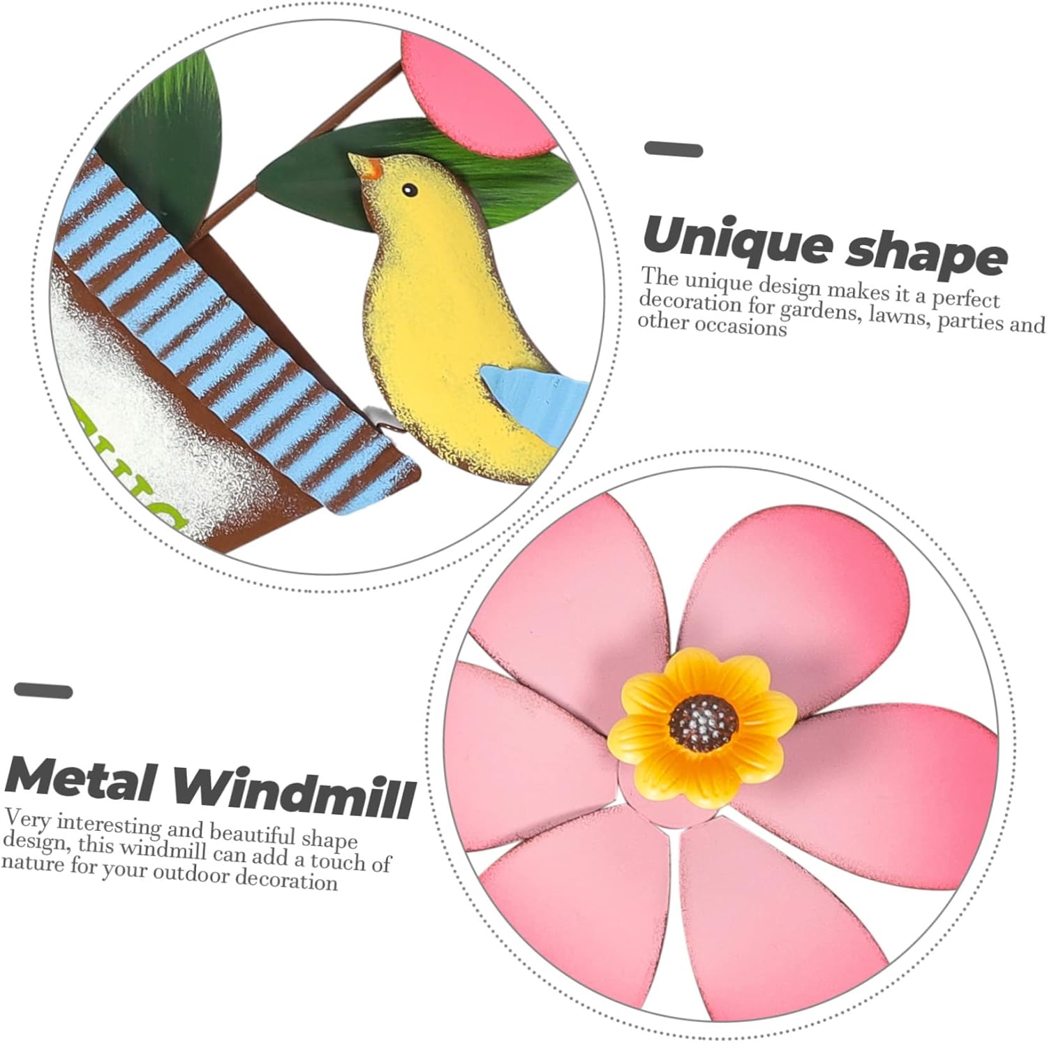 Garden Metal Flower Windmill Outdoor Decor for Gardens Lawns and Parties Durable Rotating Windmill for Friends