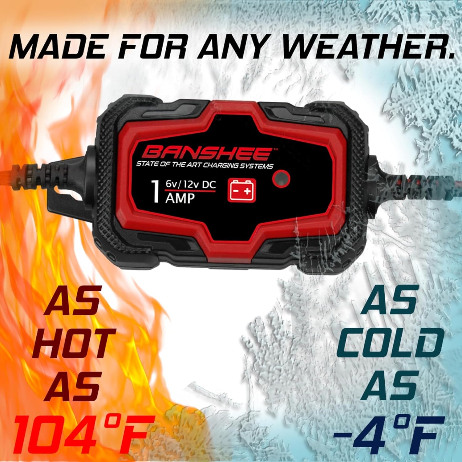 2 Pack 1-Amp Car Battery Chargers, 6V 12V Smart Fully Automatic Battery Charger Maintainer, Trickle Charger for Car, Lawn Mower, Motorcycle, Boat, Marine