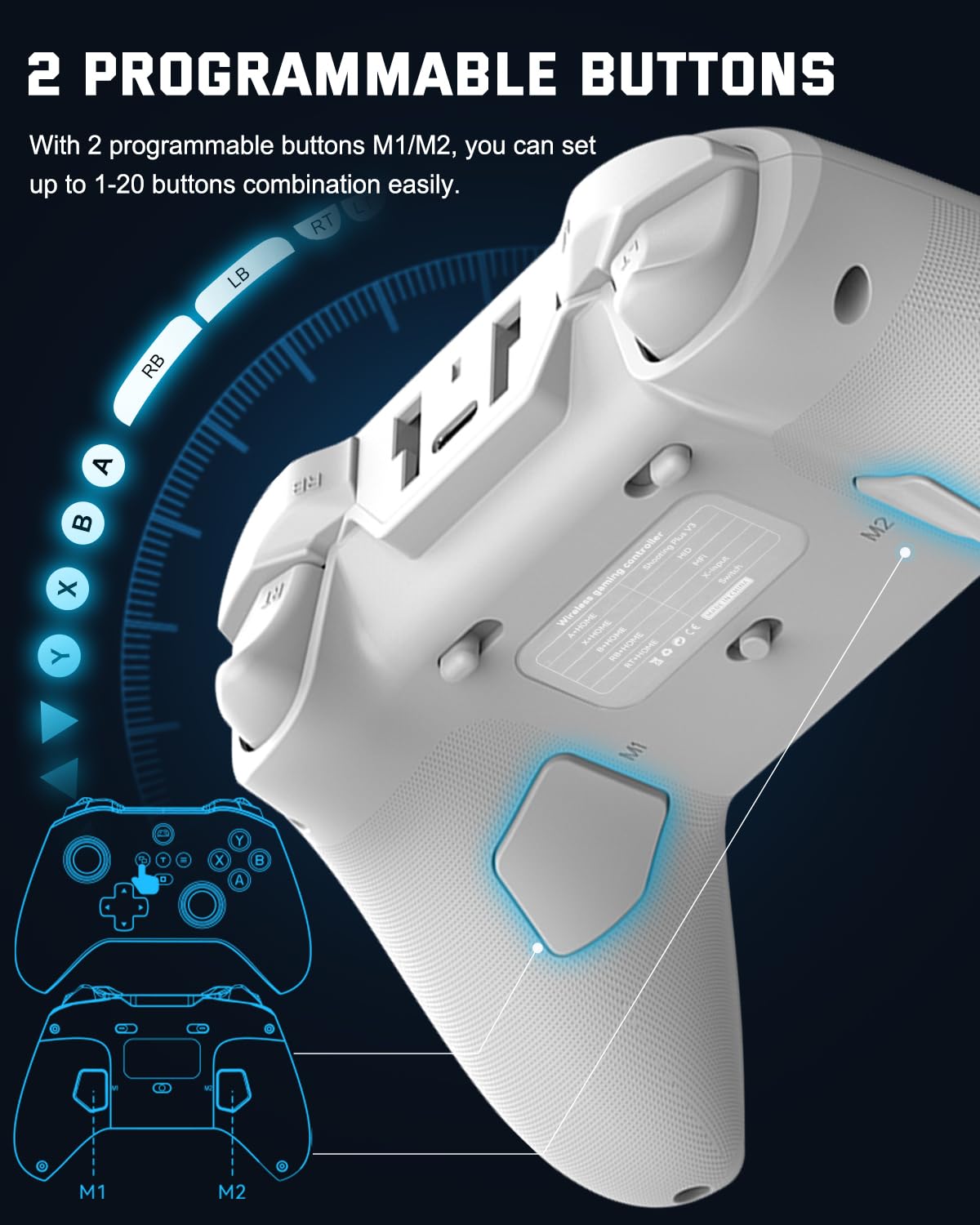 Controller Wireless Joso Per Switch, PS4, PC, IOS, Android - Con Trigger Hall, Turbo, Macro
