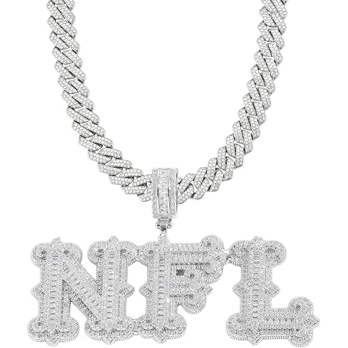 Custom Letter Necklace Gold Name Plate Necklaces Customizable initial Iced Out Pendant Hip Hop Jewelry Personalized Name Chain for Men Women | Amazon.com