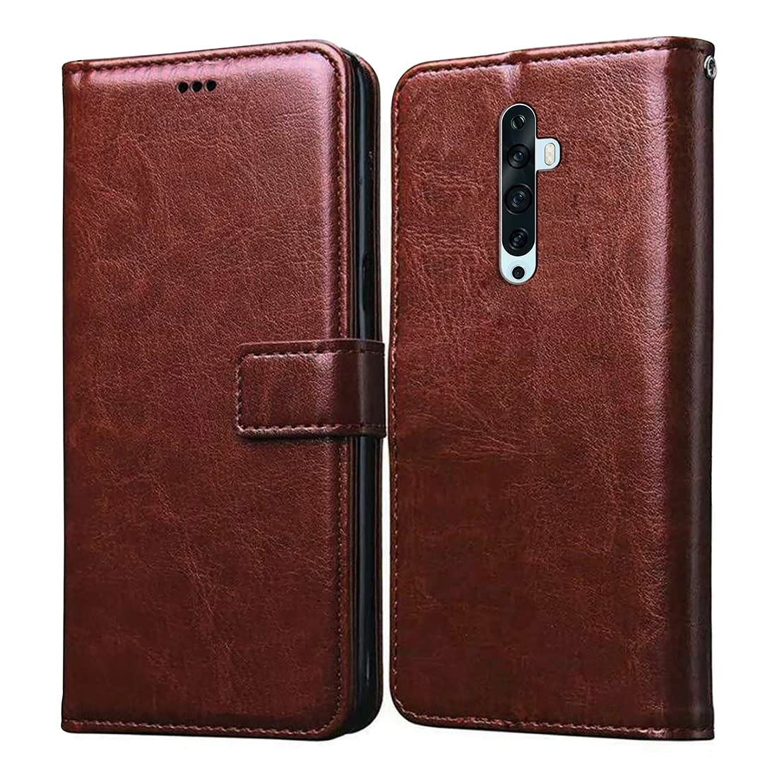 Casotec Flip Cover for Oppo Reno 2Z | Premium Leather Finish | Inbuilt Pockets & Stand | Flip Case for Oppo Reno 2Z (Brown) (B09SCXTR98) Amazon Price History, Amazon Price Tracker