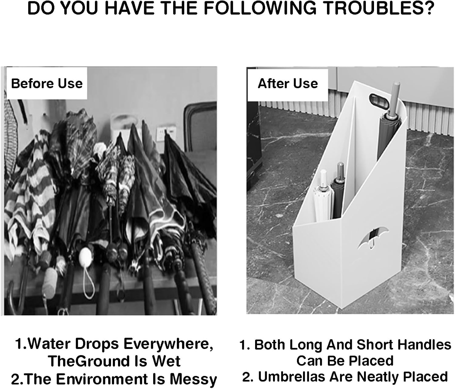 Umbrella Stand for Entryway, Free Standing Umbrella Rack Organizer with Removable Drip Tray, Canes Walking Sticks Holder for Home Office Patio