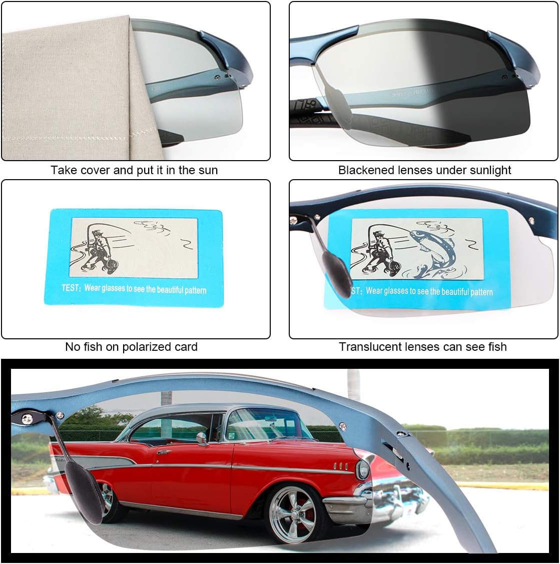 YIMI Men Photochromic Polarized Sports Sunglasses Cycling Fishing Driving Glasses UV Protection Eyeglasses Anti Glare Eyewear - Image 4