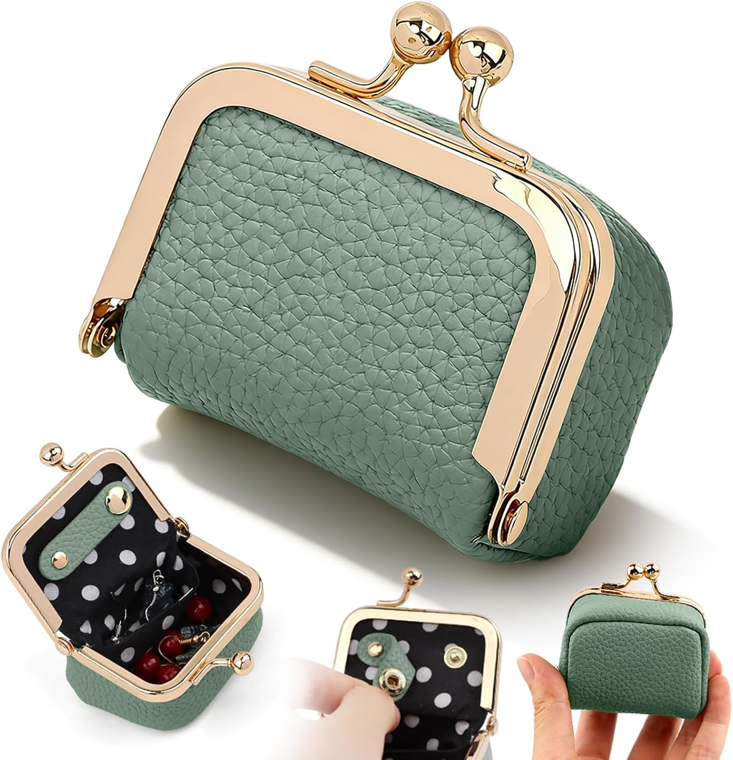 Mini Jewelry Travel Case, Portable Vintage-inspired (Green)