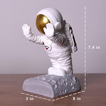 Astronaut Bookends - Space Decor for Kids Rooms & Home Office - Heavy Duty Book Holders with Anti-Slip Base - Cool Unique Design (Gold)